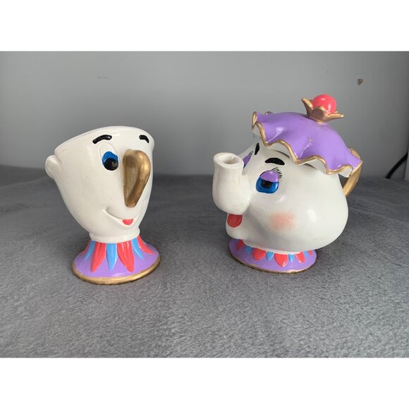 Disney Mrs. Potts & Chip Ceramic Figurine Set 1990s - Picture 1 of 13